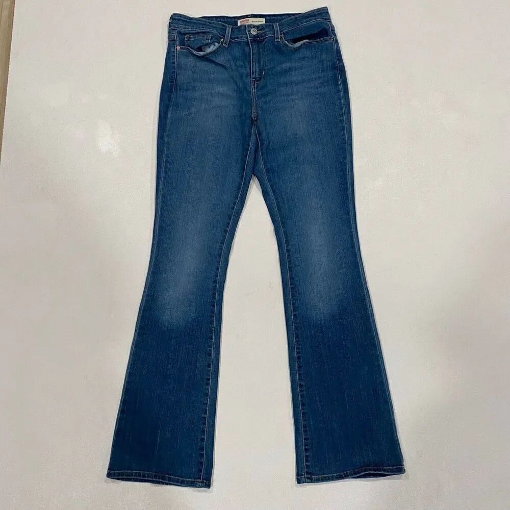 Levi Strauss Signature Mid Rise Bootcut Jeans Women 8 Long W28 L34 Blue Denim